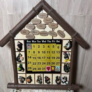 Perpetual Wall Calendar with Bear Animal Figures Collectible Vintage